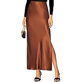 Women's 2026 Summer Satin Maxi Skirts High Waisted Spring Silk Casual A-Line Cocktail Party Long Skirt