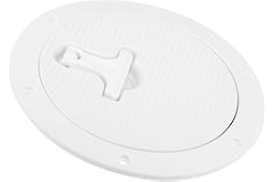 uxcell 6" Boat Hatch Round Inspection Deck Plate Marine Access Hatch with Detachable Cover Non-Slip White with T-Handle Pre-d