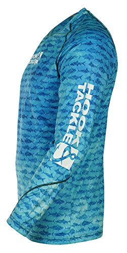 Hook & Tackle Men's Gamefish Camo Long Sleeve Sun Protection Fishing Shirt Aqua Green XLarge