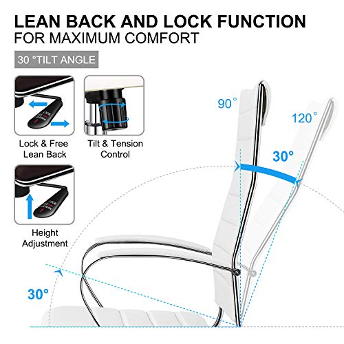 LUXMOD White Office Chair with Armrest, White Adjustable Swivel Chair