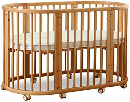 Xy ベッド ベビーベッドのベッドの純木の多機能の赤ん坊の折畳み式ベッドヨーロッパ式の折畳み式ベッド 車輪が付いているベッドの幼児のベッドの接続のベッド の円形のベッド Color Beige Lovinghh Com