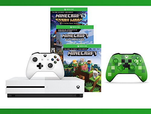 Xbox-One-S-500GB-Console-Minecraft-Complete-Adventure-Xbox-Wireless-Controller-Minecraft-Creeper-WWE-2K16-Bundle-3-Items