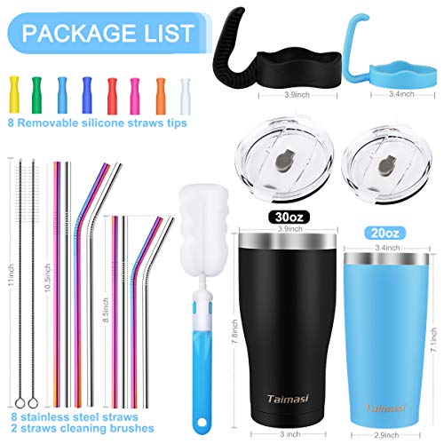 30oz and 20oz Tumbler with Straw, 2 Packs Stainless Steel Insulated