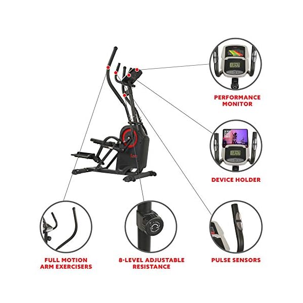 Sunny Health & Fitness Cardio Climber Stepping Elliptical Exercise Machine for Home with 8 Levels of Magnetic Resistance, Performance Monitor, Full Body Workout - Image 4