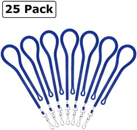 Bulk Lanyards for ID Badges Name Tag Holder, Cruise Cards, Keychain, Employees, Students, Visitor, etc by ZHEGUI (25 Pack, Royal Blue)