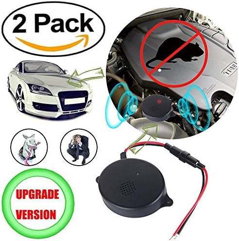funfunfly 2XPack [Upgrade Version] Ultrasonic mouse rat mice repeller. Compatible with cars &amp; vehicle No Additional External Battery Needed. Under hood design.