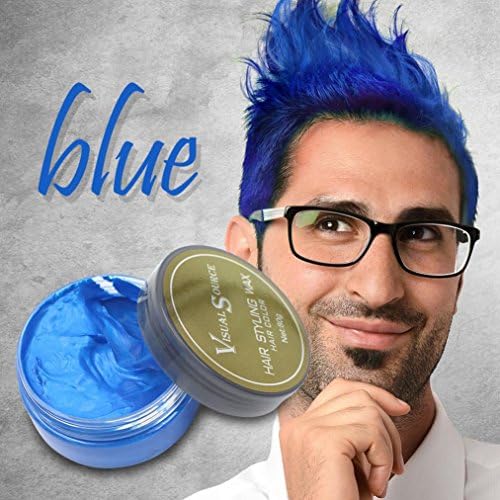 Creazy Hair Wax Men Women Grandma Hair Ash Dye Gray Mud Temporary 80g (Blue)