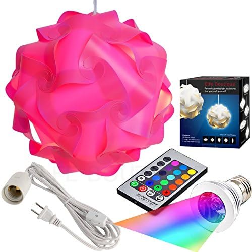 Puzzle Lights Kit, Modern Jigsaw Puzzles Lamp with 12 Feet Cord and Remote Control 16 Color Changing LED Light Bulb Kit, Large Size (Pink)