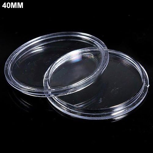 qingsb Coin Cases Transparent Coin Capsule Boxes 18mm to 50mm 10Pcs 40mm