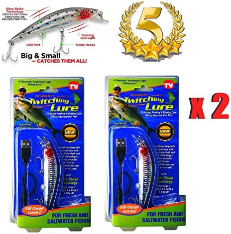 Isaebella 2 x - Rechargeable Twitching Lure, Rechargeable Fishing Lure，Twitching Fishing Lure Bait Rechargeable USB Buzzing Original As Seen On TV (Lure Bait USB)