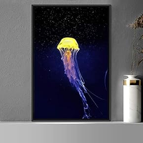signwin Framed Canvas Wall Art Jellyfish Bedroom Colorful...