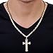 Trendsmax Polished Stainless Steel Gold Silver Cross Crucifix Pendant Necklace Chain For Mens Boys 5mm Byzantine Chain 26inch