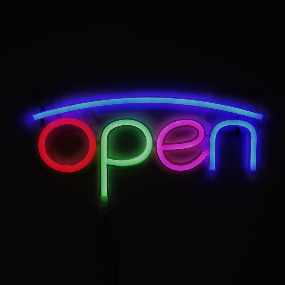 GUOCHENG LED Neon OPEN Sign New Electric OPEN for Business Signs, Light Up Open Word for Store Restaurant Cafes Hotel(Small)