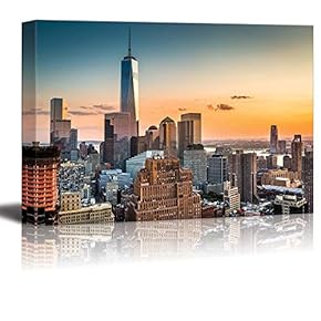 Lower Manhattan Skyline at Sunset Wall Decor
