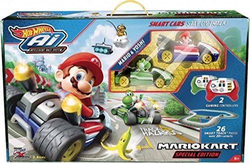 Hot Wheels Ai Mario Kart Special Edition Starter Set w Mario &amp; Yoshi Smart cars
