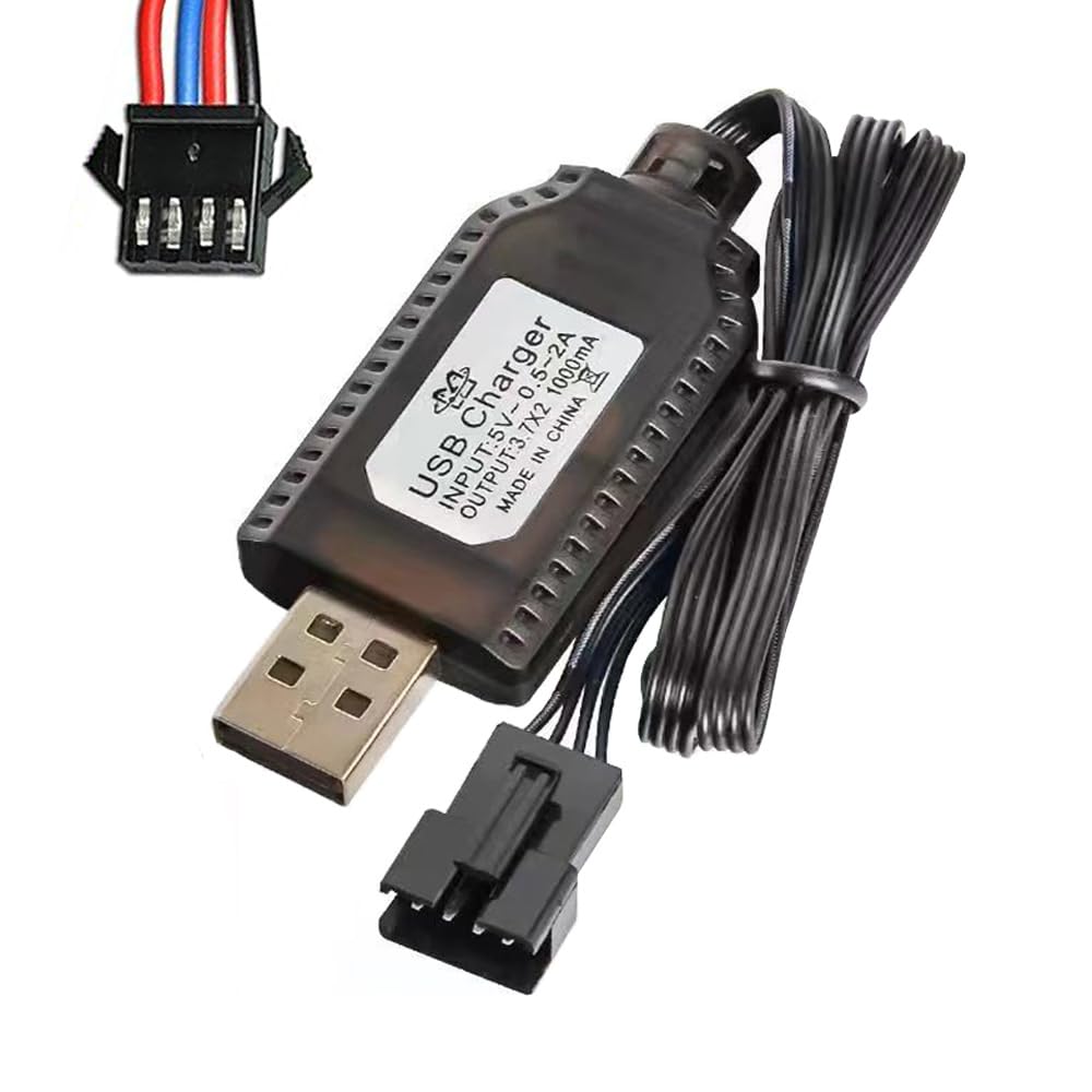 ENJOY-UNIQUE RC Charging Cable 7.4V, Battery Charger USB Cable Charging Cord with SM-4P Plug for LiPo Rechargeable Batteries Pack, for RC Toys Car Train Drone Boat Airplane Quadcopter