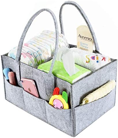 Baby Diaper Caddy Organizer Baby Infants Nappy Caddy Diaper Nappy Organisers Diaper Tote Bag Wipes Toys Nursery Changing Storage Bag Foldable Car Travel Diaper Storage Bin Basket Baby Shower Gifts