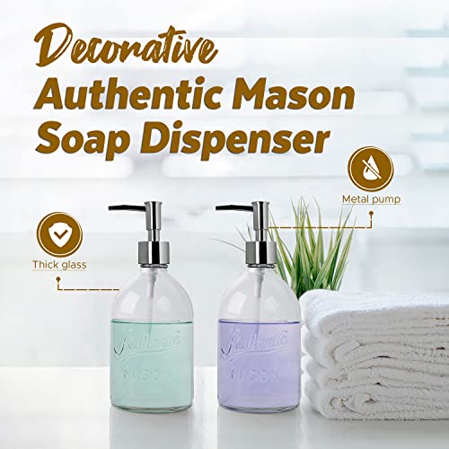 MosJos 2 Pack Authentic Mason Soap Dispenser 16 Oz Modern Soap