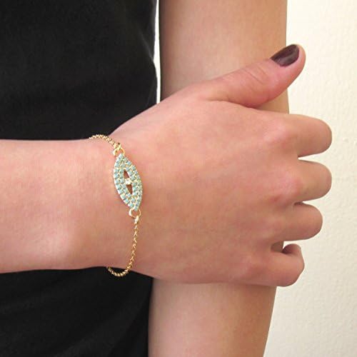 14k Gold Filled Evil Eye with Blue Swarovski Crystals Bracelet