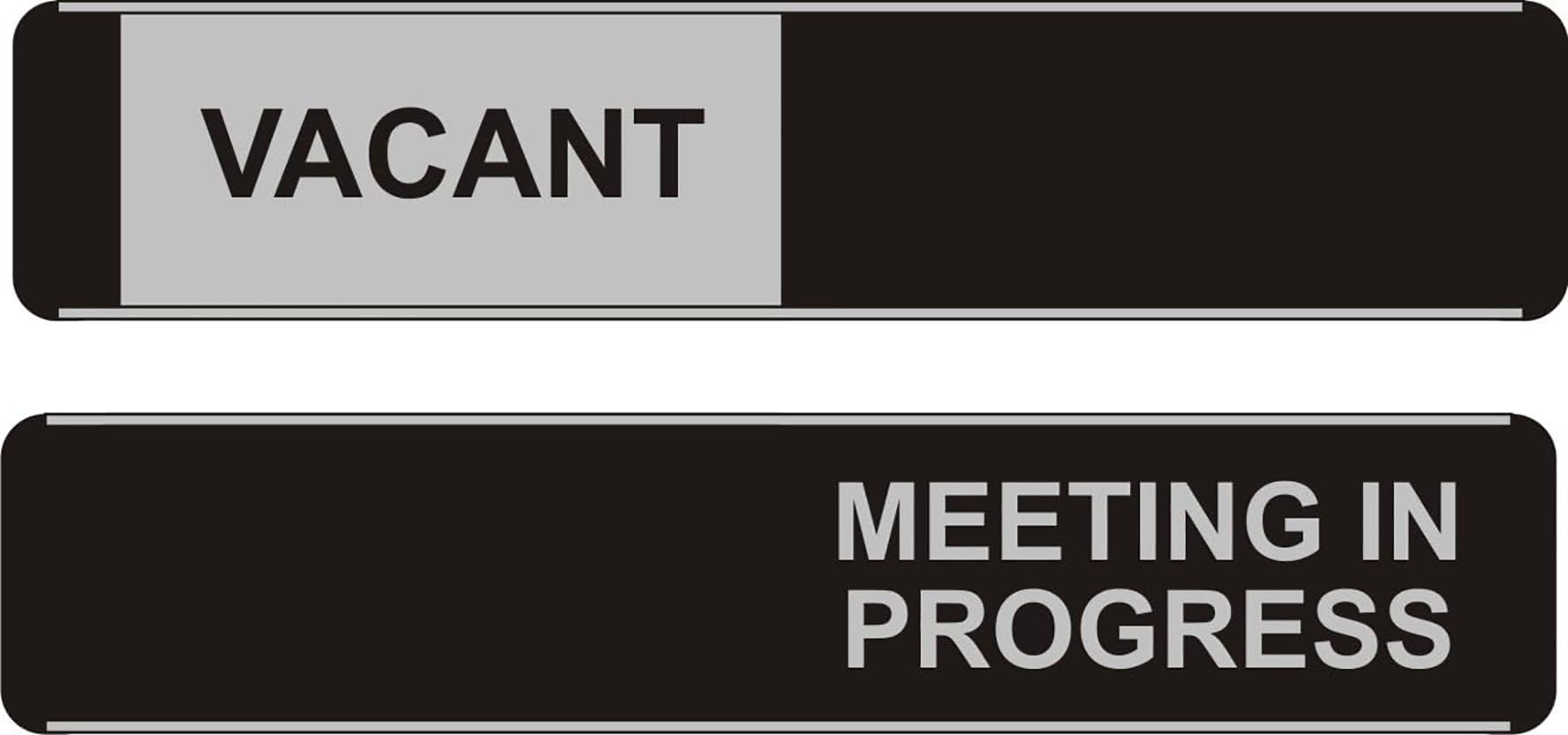 SECO VACANT/MEETING IN PROGRESS Sliding Meeting Room Sign – 255 x 52mm – Aluminium & PVC – Pack of 5