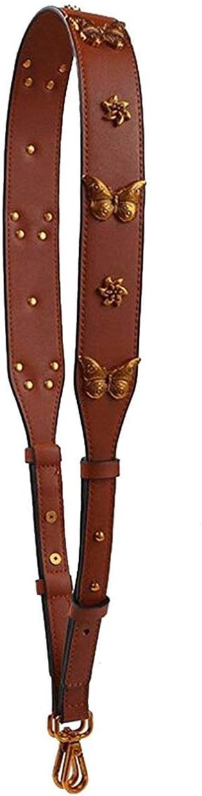 Fashion Vintage Butterfly Women Messenger Bag Strap Pu Leather Handbag Belts Replacement Shoulder Bag Straps Parts (Brown)