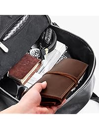 BARNEY - Bolso organizador de piel auténtica de caballo para cable USB, tarjeta SD, cargador, auriculares, pasaporte, dinero en efectivo, monedas, disco duro