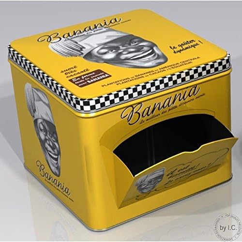 FRENCH CAKE METAL BOX 14,5 x 14,5 x 12,5cm RETRO AD BANANIA CHOCOLATE