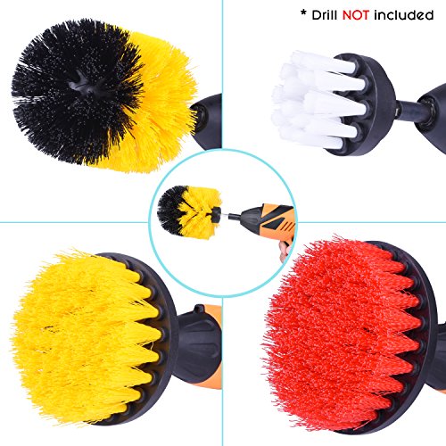 KINCREA 4 Piece Drill Brush Attachment Kit, Drill Brush Power Scrubber Stiff for Cleaning Pool Tile, Flooring, Brick, Ceramic, Marble and Grout JM001