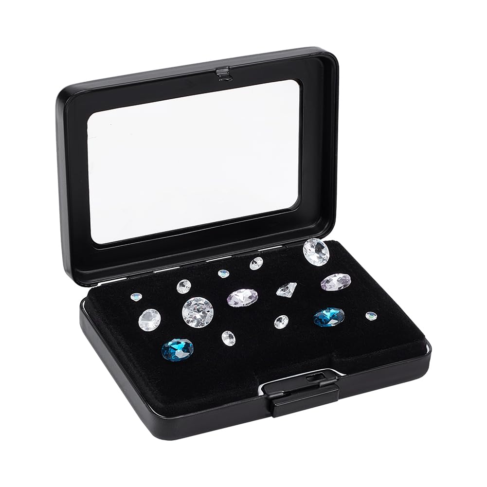 Photo 1 of PH PandaHall Diamond Storage Box Gem Display Case Gemstone Container Small Storage Box Jewelry Organizer with Velvet and Window for Collectibles Rhinestone Crystal Small Items Jewelry 3.1x2.3 inch