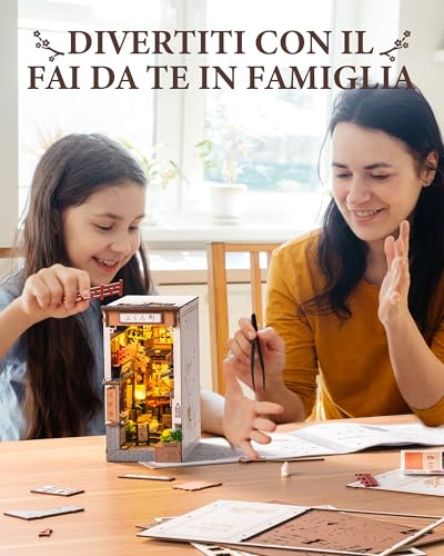 Rolife Book Nook DIY Miniature Kit to Build Booknook Sakura Wine Alley 3D Wooden Puzzle with Lights Decoration Bookcase Home Modeling to Build Adults Diorama Model Making