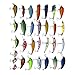 APG 30pcs 3D Eyes & Bright Color Crankbait Assorted Fishing Lures Spinner Baits Fish Hooks Tackle