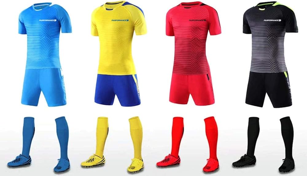 PAIRFORMANCE Boys' Soccer Jerseys Sports Team Training Uniform Age 6-12 Boys-Girls Youth Shirts and Shorts Set Indoor Soccer. : Clothing