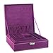 Mantello Two-Layer Lint Jewelry Organizer Box Storage Case with Lock, Purple