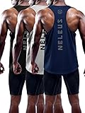 Neleus Men's 3 Pack Dry Fit Muscle Tank Workout Gym Shirt,5031,Black,Navy,Grey,XL,EU 2XL