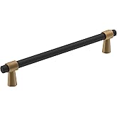 Amerock | Cabinet Pull | Matte Black/Champagne Bronze | 6-5/16 inch (160 mm) Center-to-Center | Mergence | 1 Pack | Drawer Pu