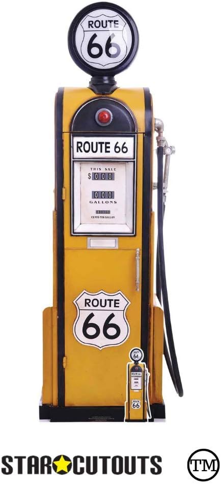 Star Cutouts Ltd SC1398 Route 66 Gas Pump Cardboard Standee Perfect for Parties, Gifting and Events 6ft 4in 194cm Tall with Free Table top Cutout