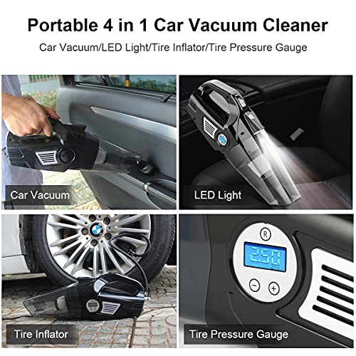 BYGD 4in1 Handheld Car Vacuum Cleaner, Air Compressor, Tire Inflator