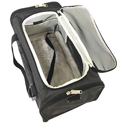 Mr. Peanut's Premium Airline Approved Soft Sided Pet Carrier - 18LX10WX11H Luxury Travel Tote with Premium Brand Auto Self Locking Zippers, Plush Faux Fleece Bed with Strong Plywood Base Insert