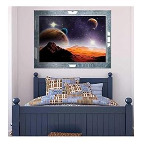 Wall26 - Science Fiction ViewPort - Decal - Peering into a Vibrantly Colored Space - Wall Mural, Removable Sticker, Home Decor - 24x32 inches