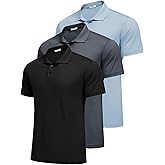 PINSPARK Mens Polo Shirts Short Sleeve Lightweight Moisture Wicking Quick Dry Casual Workout Collared Shirt Plain 3 Pack Set