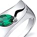 PEORA Simulated Emerald Museum Solitaire Ring for Women 925 Sterling Silver, 1 Carat Marquise Shape 10x5mm, Size 7, Promise, Engagement, Statement Ring, May Birthstone, w/Jewelry Box