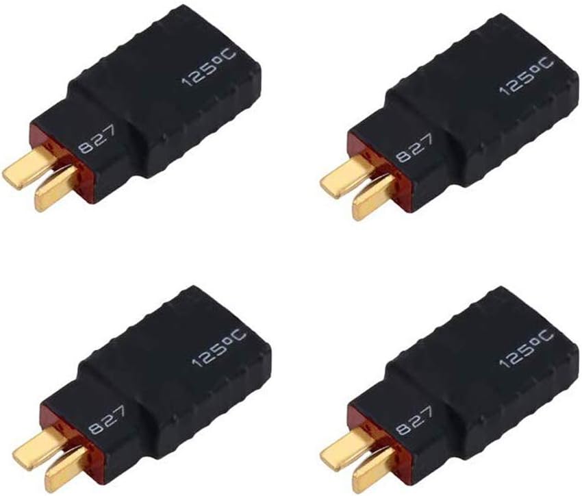 Youme Male Deans to Female TRX Traxxas Connector Wireless Adapter RC Charger Slash E Revo (4pcs/lot), Black, Small
