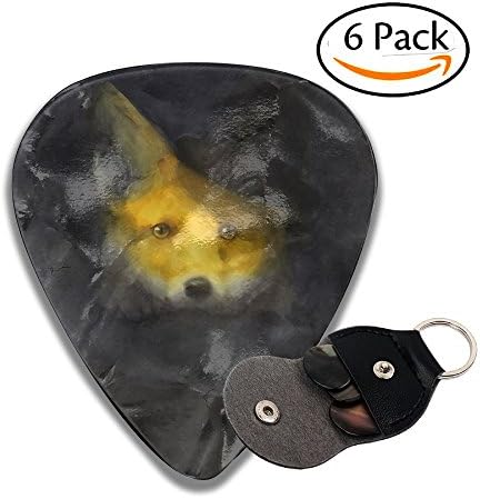 Doppyee Classic Fox With Hat 351 Shape Celluloid Guitar Picks 6 Pack Includes Thin, Medium &amp; Heavy Gauges