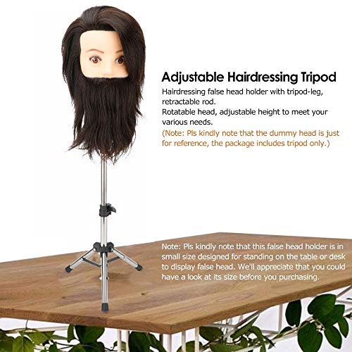 Wig Mannequin Head Stand Tripod,FFLIN Adjustable Mini Training Head Holder for Cosmetology Hairdressing (14-21inch,Stainless Steel)