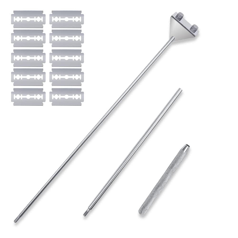 FRAKS 65 cm Extendable Stainless Steel Algae Cleaner Tank Fish Aquarium Scraper Cleaner with 10 Blades