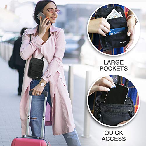 Neck Wallet Passport Holder Neck RFID Blocking Travel Pouch Travel Neck
