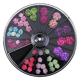 Nail Art,Putars Fashion 3D Rose Flower Nail Art Charm Beads Colorful Resin Nail Tips Manicure Wheel Multicolor (A)