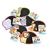 ~ 12 ~ Zoo Safari Mini Chalkboard Magnet Sets ~ New ~ Lion, Tiger, Elephant, Giraffe, Zebra, Monkey