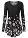 BAISHENGGT Women's Long Sleeve Loose Flared Tunic Top XL Black Floral