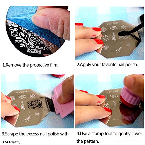 WOKOTO Nail Art Stamping Plate Stamper Scraper Set Lace Flower Image 6Pcs Nail Art Template With 1 Stamper 1 Scraper Manicure Plates kit
